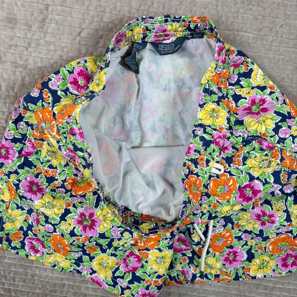 Polo Ralph Lauren Mens Floral Swim Trunks Navy Blue Orange Pink Medium 5